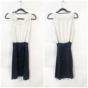 2/$30 2/$30 Ann Taylor LOFT 10 Womens White/Black Dot Sleeveless Chiffon Dress
